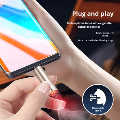 Type-C Portable USB Lighter – Blow-to-Ignite Flameless Technology