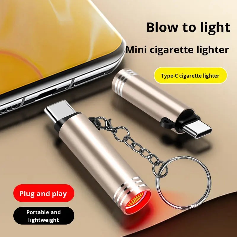 Type-C Portable USB Lighter – Blow-to-Ignite Flameless Technology