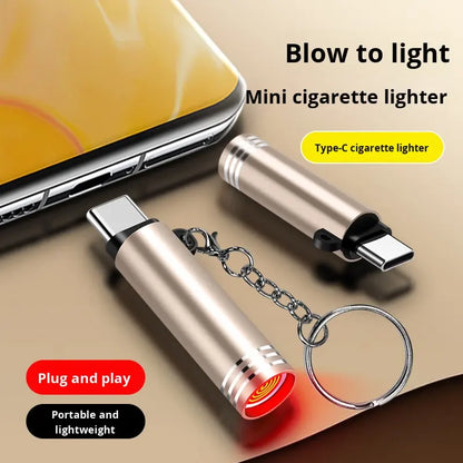 Type-C Portable USB Lighter – Blow-to-Ignite Flameless Technology