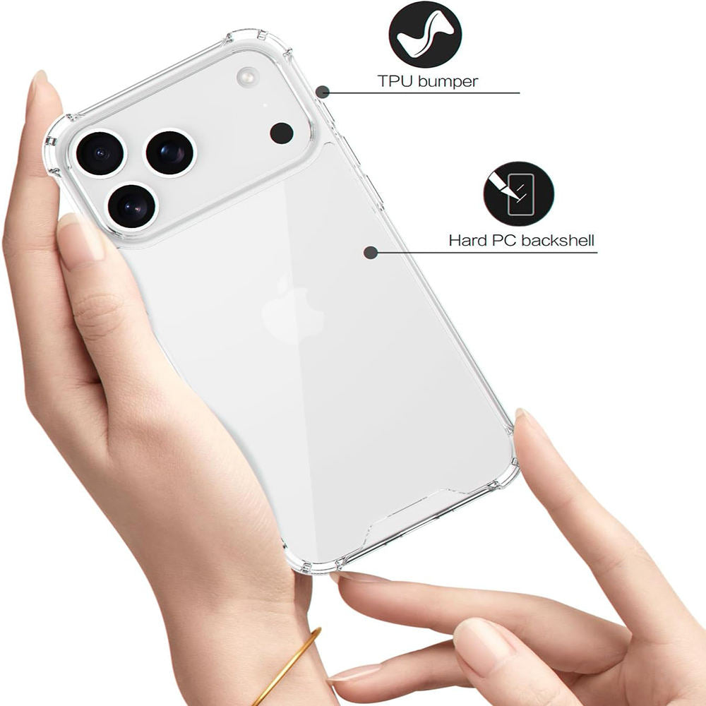 Shelf Squad Anti-Fall Transparent Back Cover for Apple iPhone 17 Air | Shockproof Airbag Bumper, Crystal Clear Case